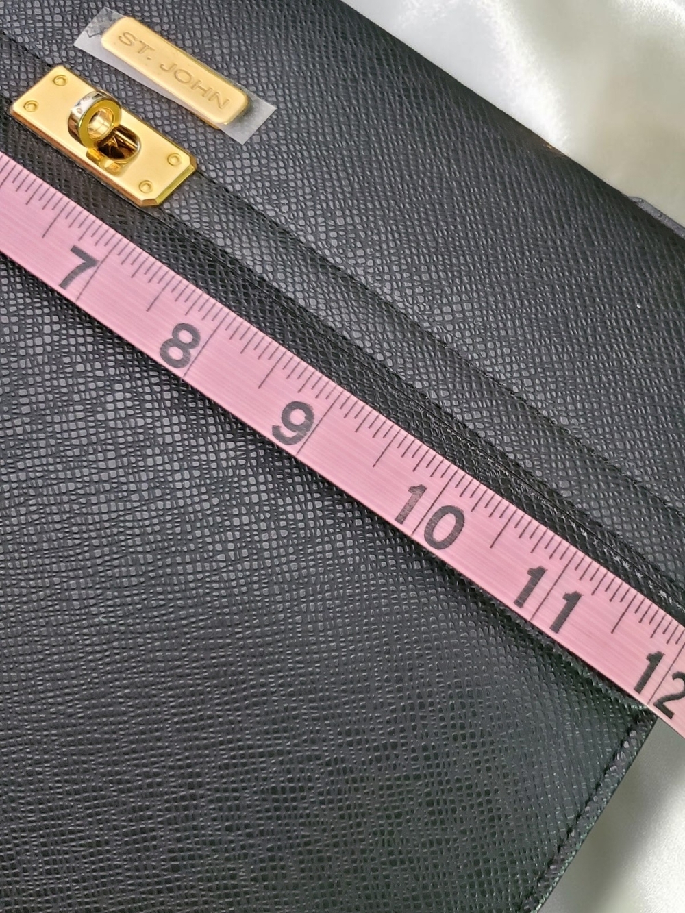 St. John Black Saffiano Leather Kelly Style Satchel Gold Hardware - Picture 15 of 16